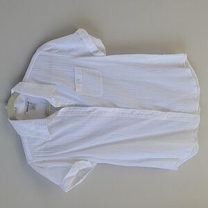 Lucky Brand Womens M 100% Cotton White Button Down Shirt Lightweight Layer